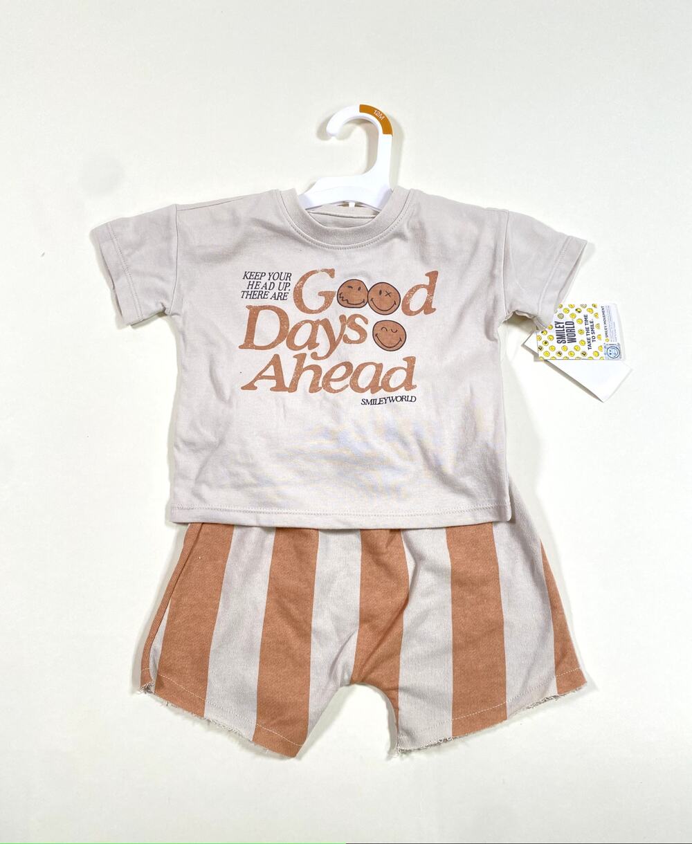 SMILEY WORLD KIDS TEE/SHORTS SET SIZE 12M